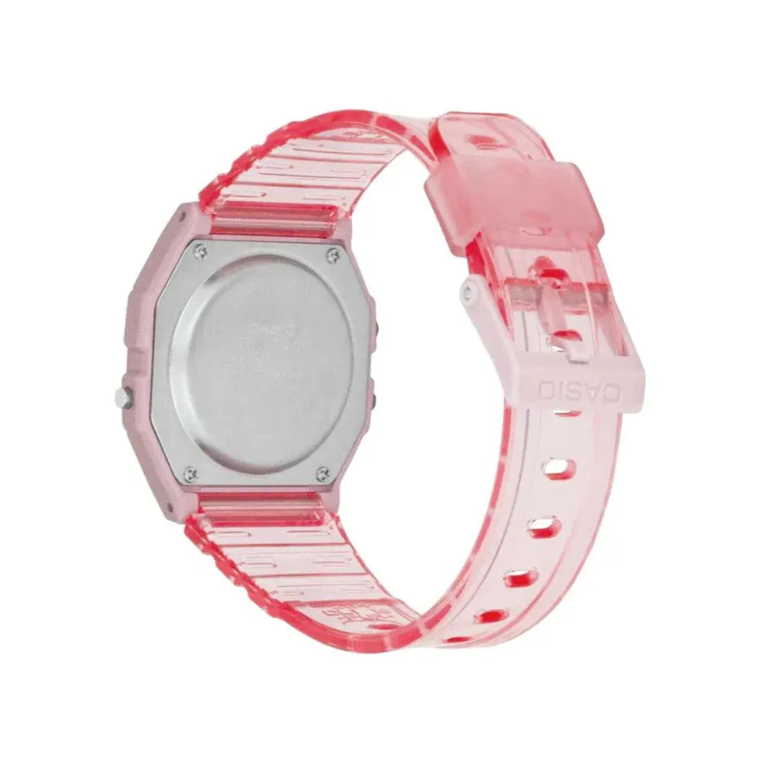 Casio Vintage Digital Transparent Pink Resin Strap Ladies Watch | F-91WS-4DF