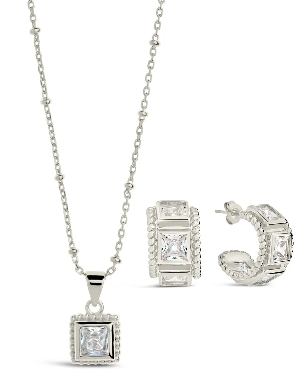 Cassia CZ Hoop & Pendant Necklace Set