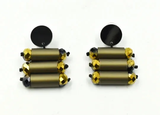 CB457 - Tube Drop Earrings in Gold