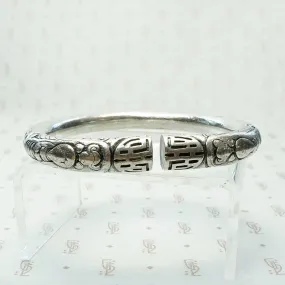 Celestial Double Dragons Split Silver Bangle