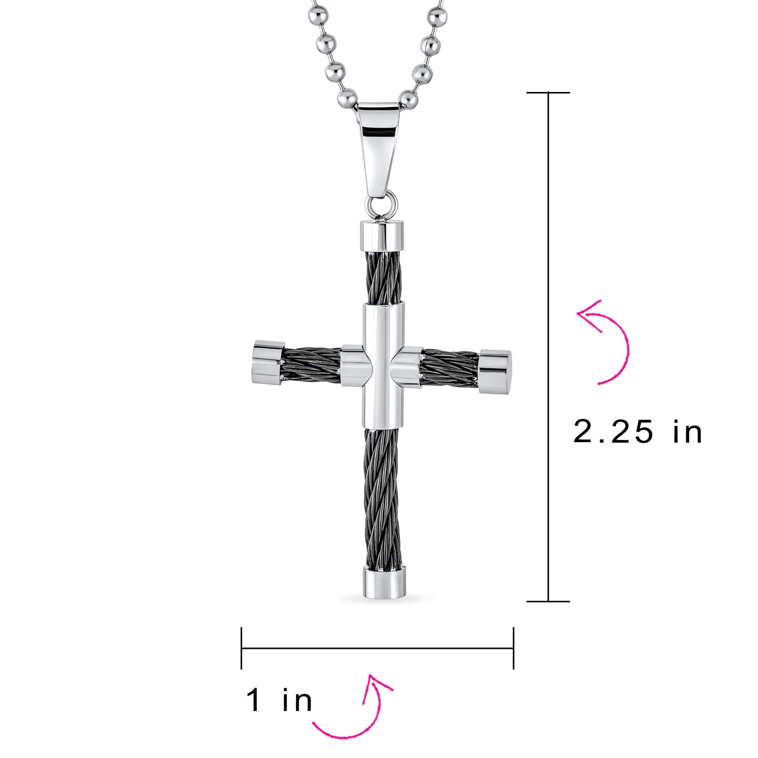 Celtic Knot Irish Cross Pendant Necklace Stainless Steel Ball Chain