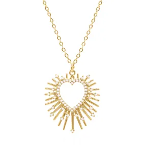 Cher Starburst Heart Pendant Necklace | 18k Gold Plated