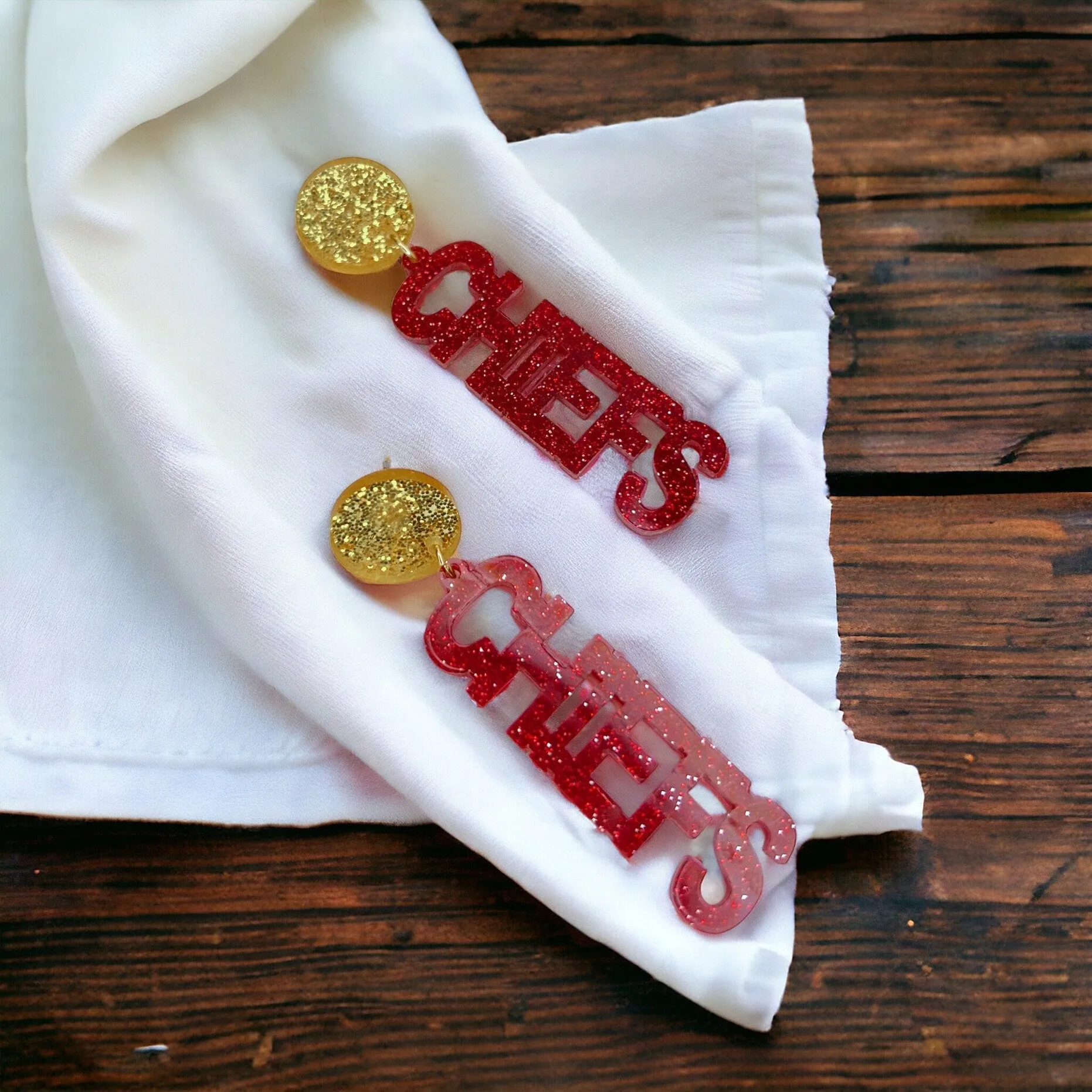 Chiefs Earrings - SuperBowl Earrings, Super Bowl Earrings, Dangle Earrings, Taylor’s Boyfriend, Football Earrings, Super Bowl LVIII, Chiefs