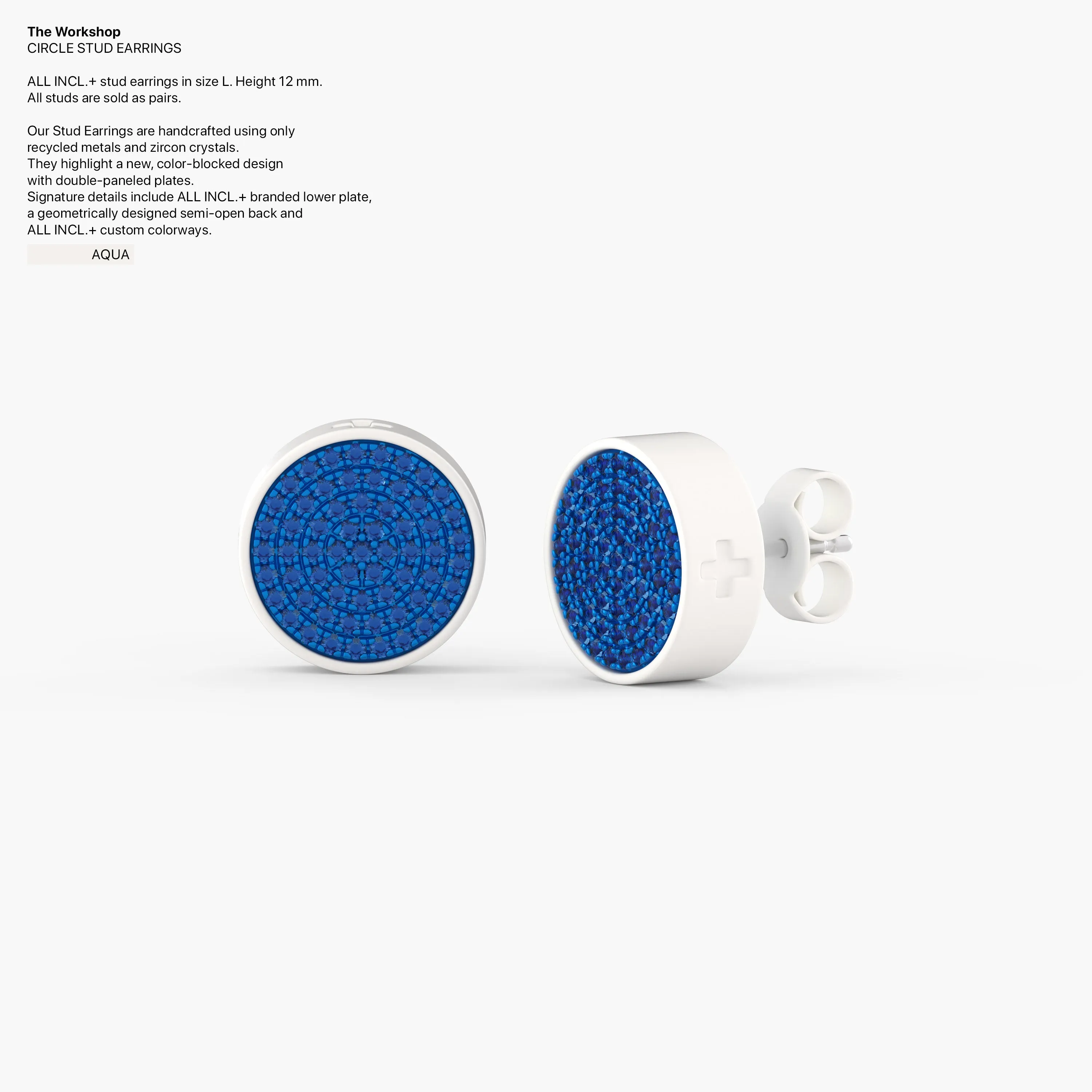 Circle Studs Earrings in Aqua