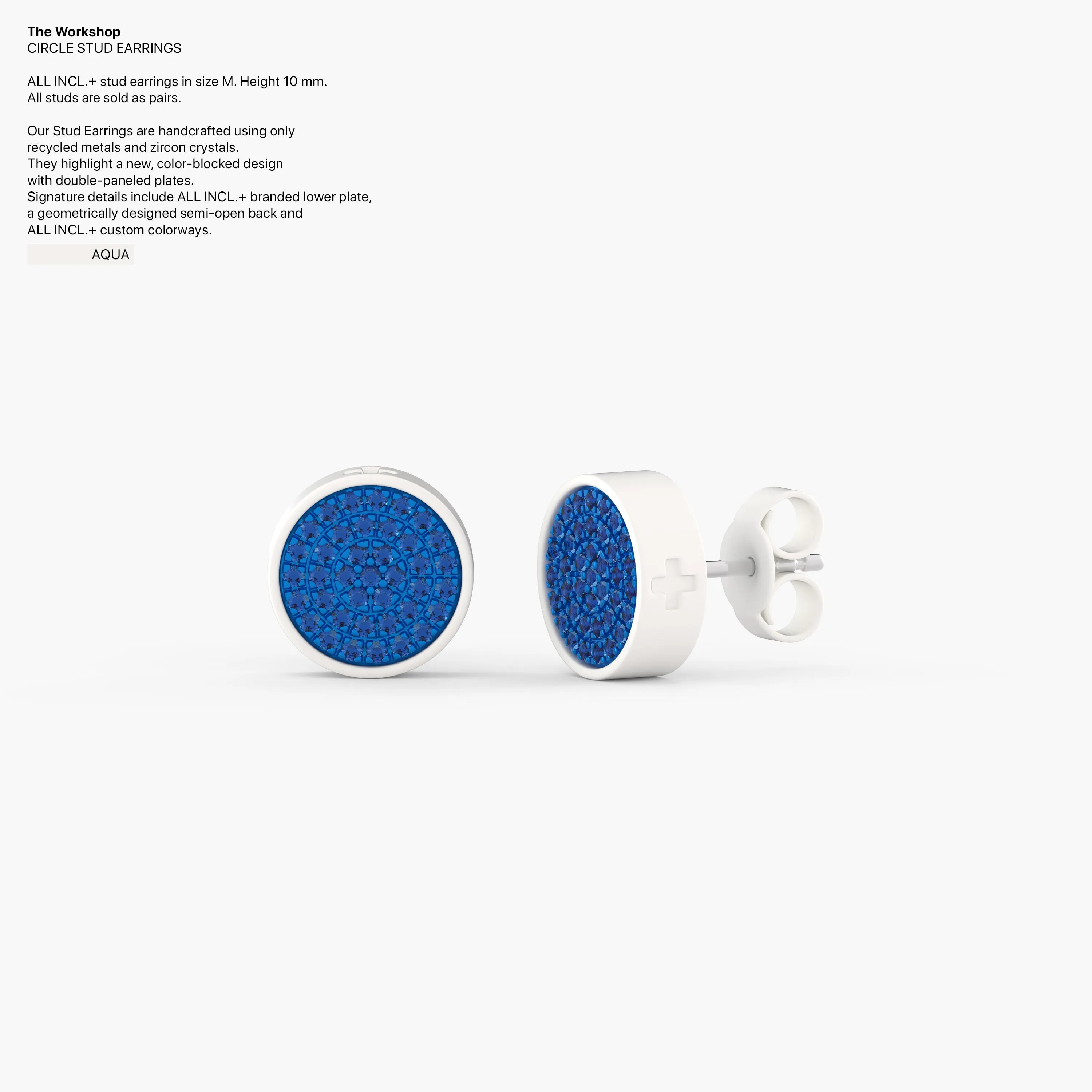 Circle Studs Earrings in Aqua