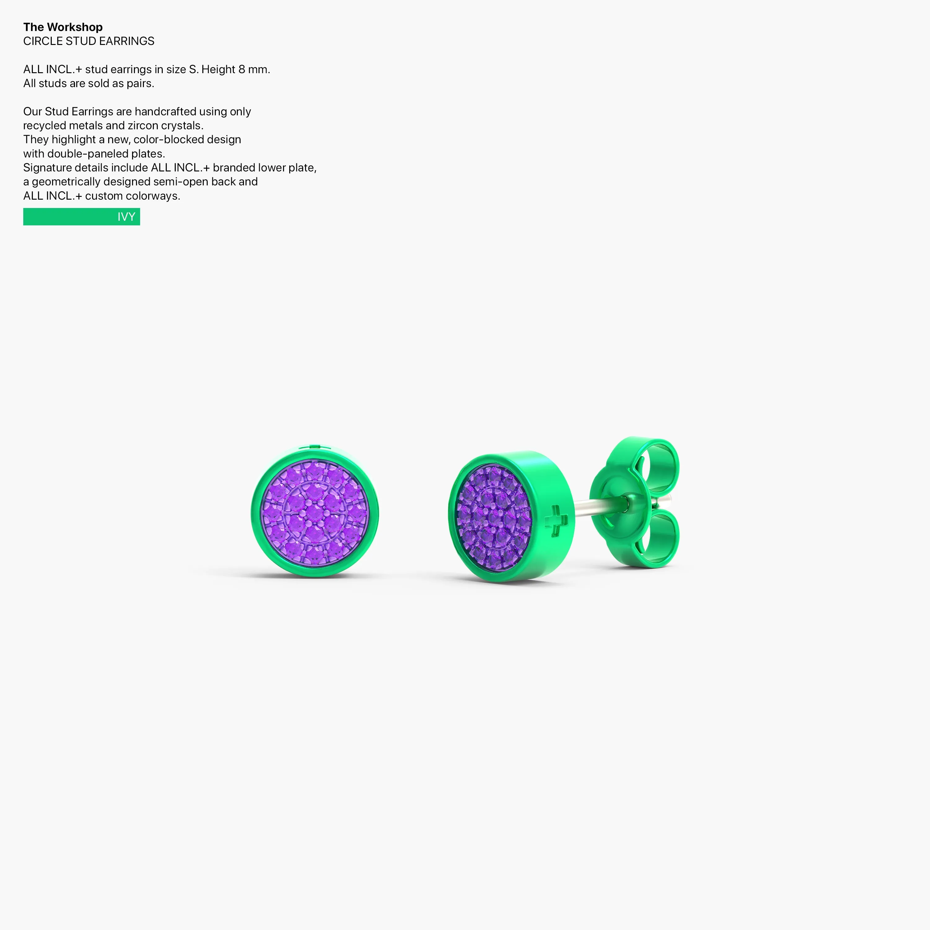 Circle Studs Earrings In Ivy