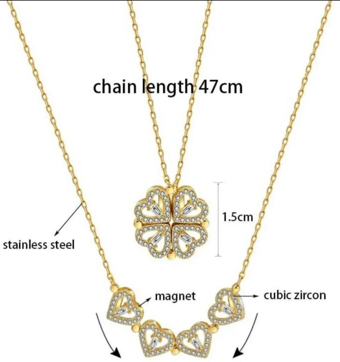 Clover Magnetic Zircon Necklace