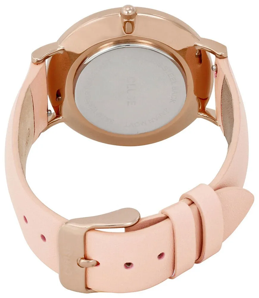 Cluse La Boheme Pink Leather Rose Gold Plated Steel White Dial Womens Watch CL18014