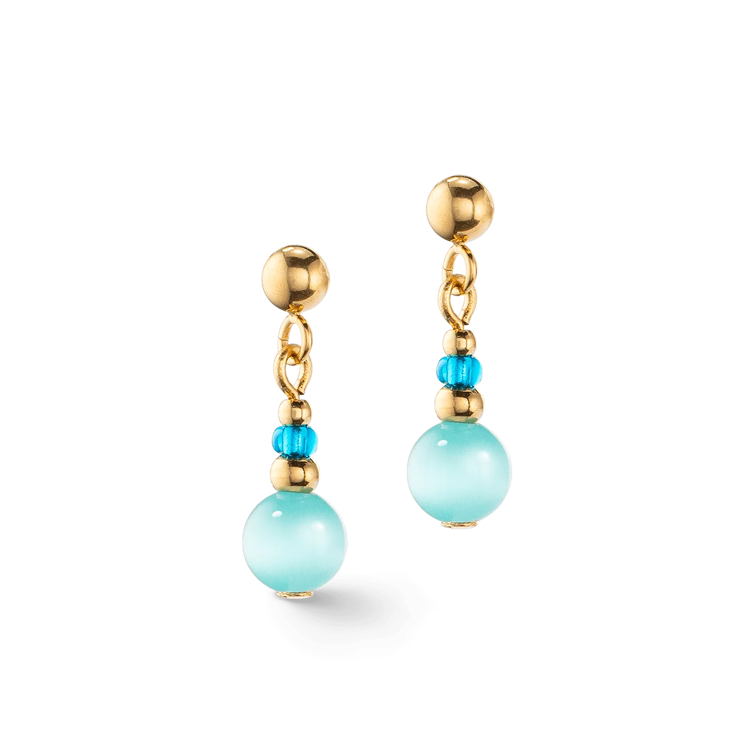 Coeur De Lion Candy Spheres Gold and Turquoise Earrings