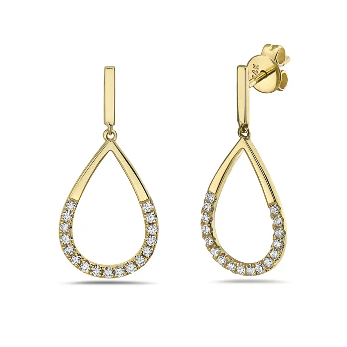 Diamond Accented Open Teardrop Dangle Earrings