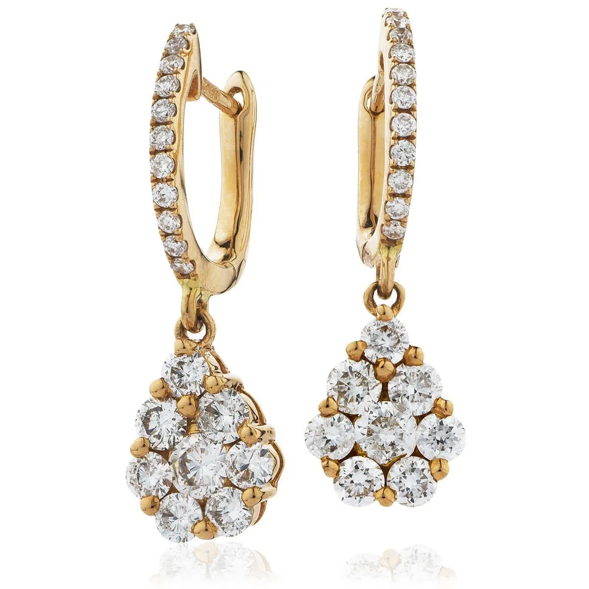 DIAMOND CLUSTER FANCY DROP EARRING IN 18K ROSE GOLD