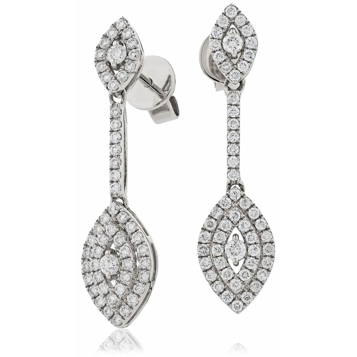 DIAMOND DROP EARRINGS IN 18K WHITE GOLD