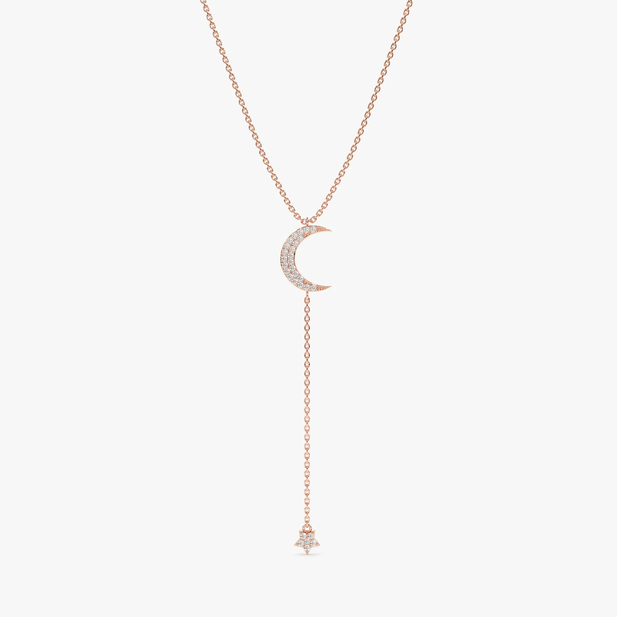 Diamond Moon and Star Lariat Necklace, Astrid