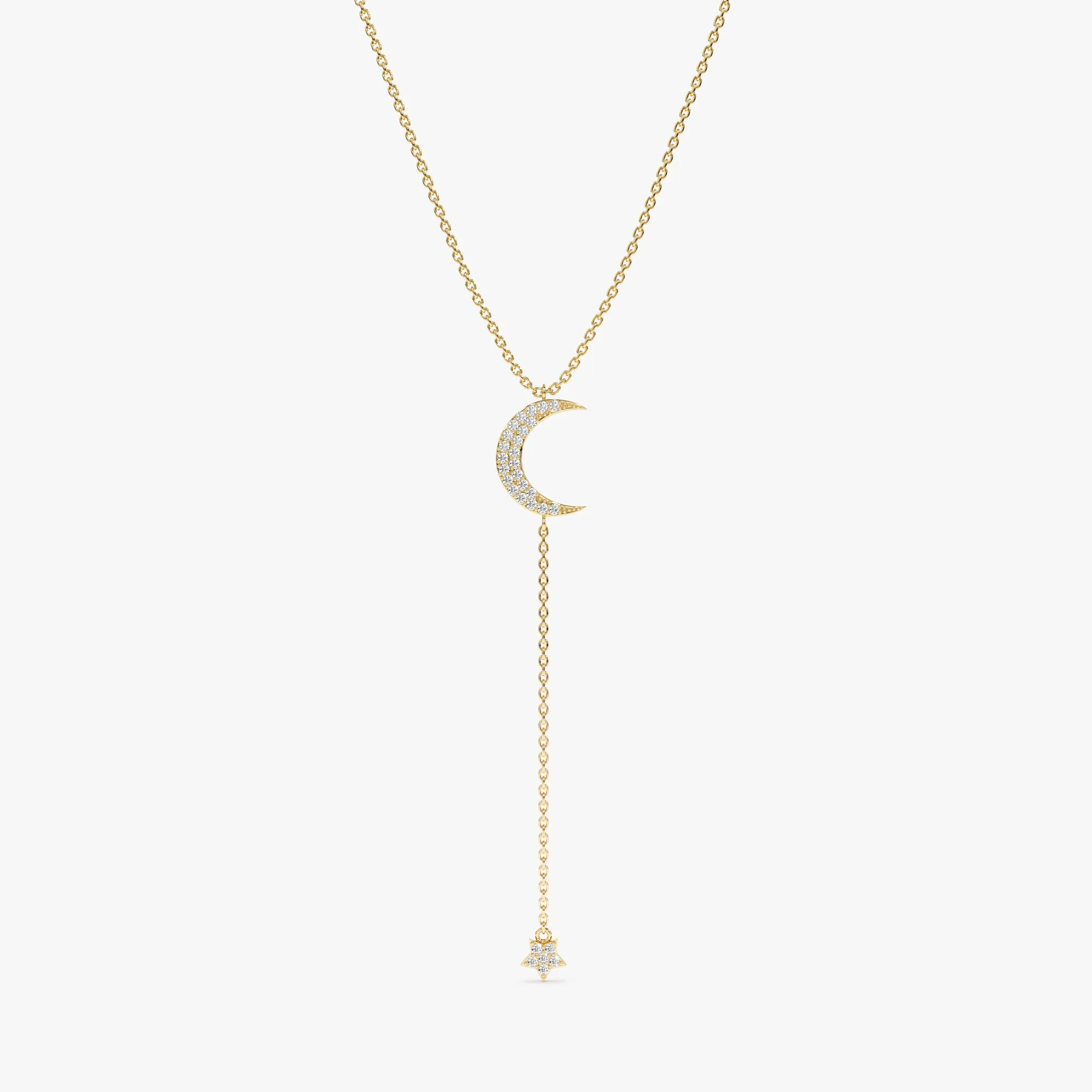 Diamond Moon and Star Lariat Necklace, Astrid