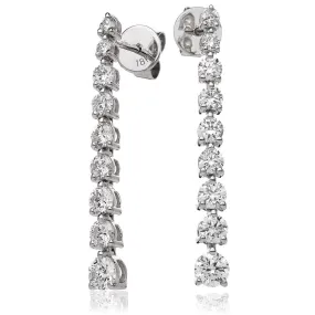 DIAMOND THREE CLAW SETTING DROP EARRINGS IN 18K WHITE GOLD