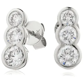 DIAMOND THREE STONE DROP EARRING IN 18K WHITE GOLD