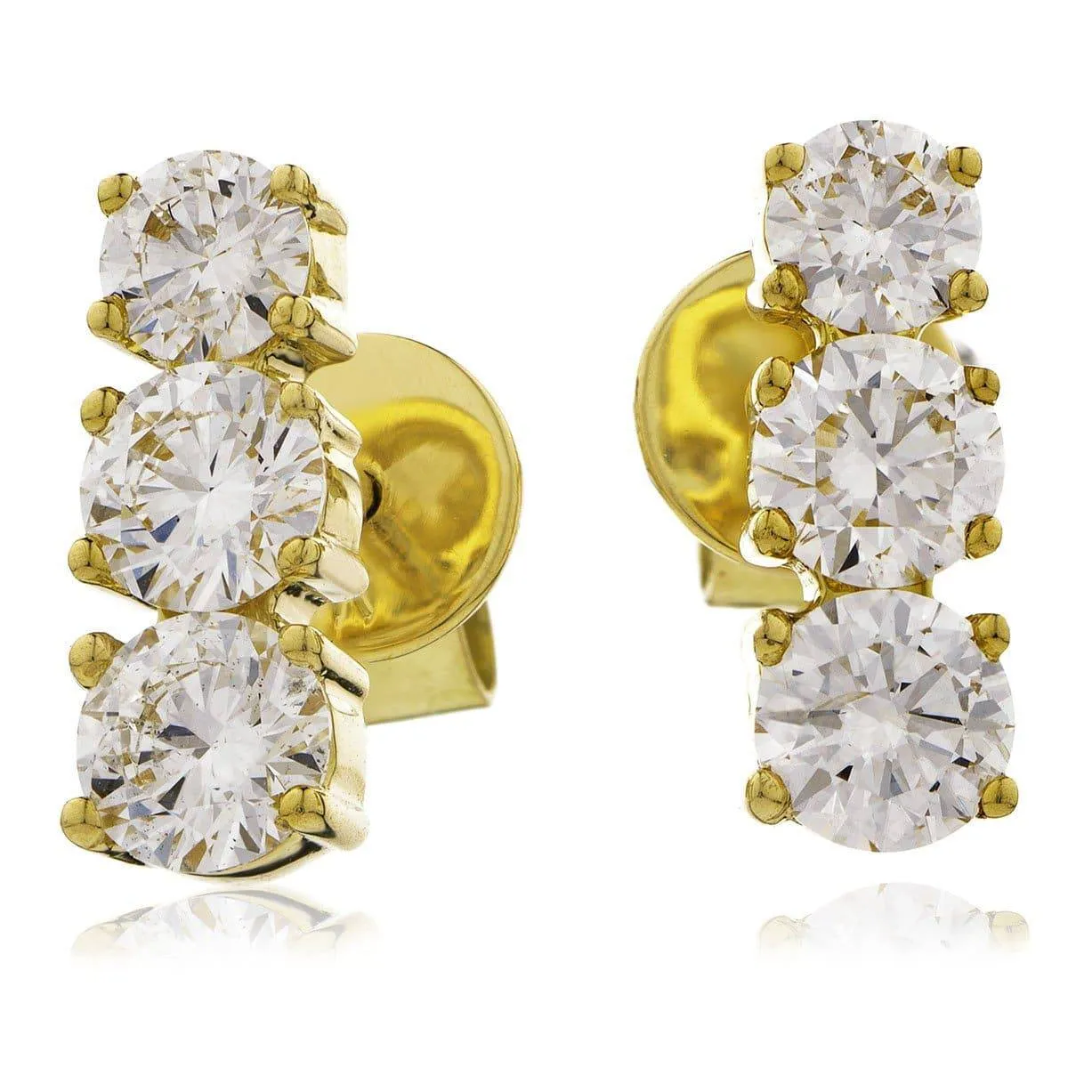 DIAMOND TRILOGY DROP EARRINGS IN 18K YELLOW GOLD