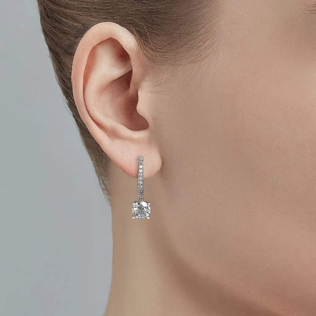 Diamond2 Solitaire Claw Set Drop Earrings