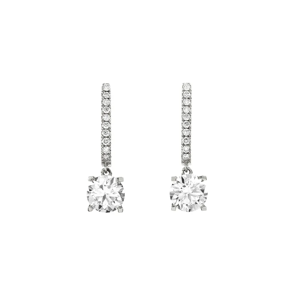 Diamond2 Solitaire Claw Set Drop Earrings