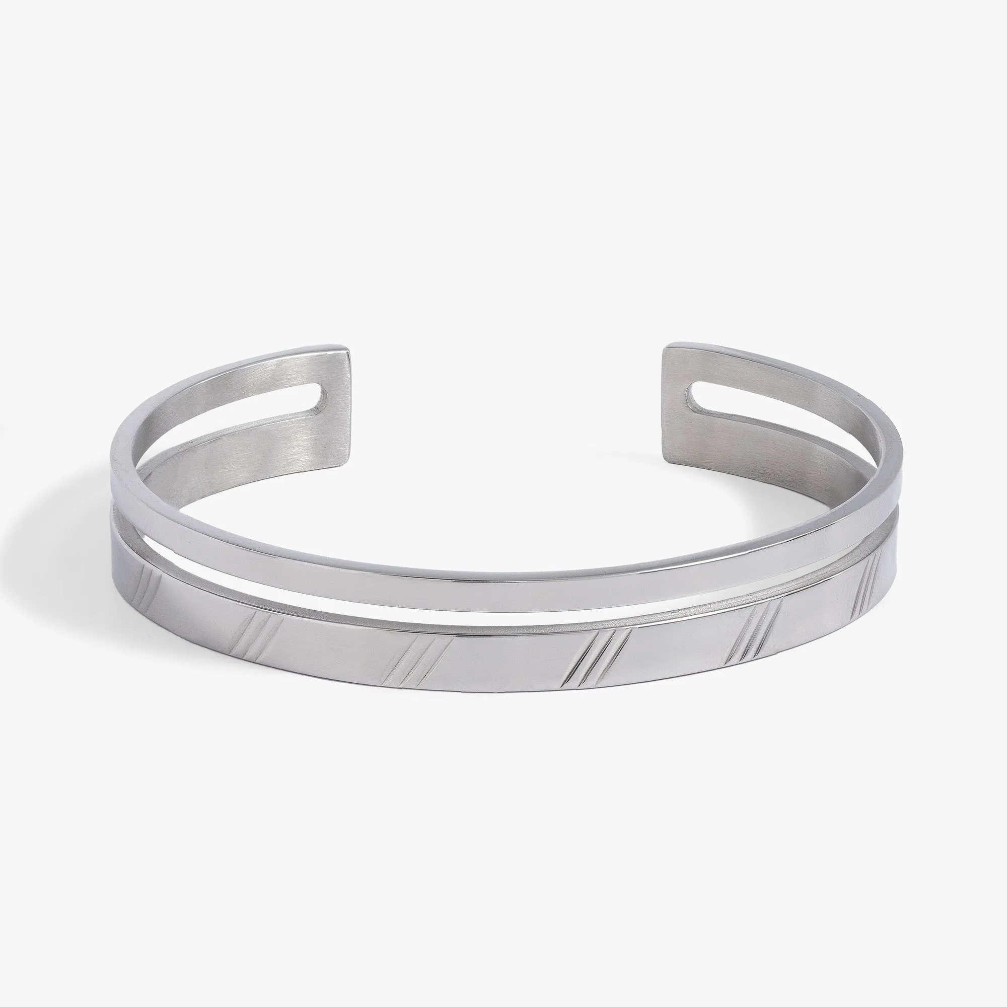 Double Diamond-Cut Cuff Bracelet