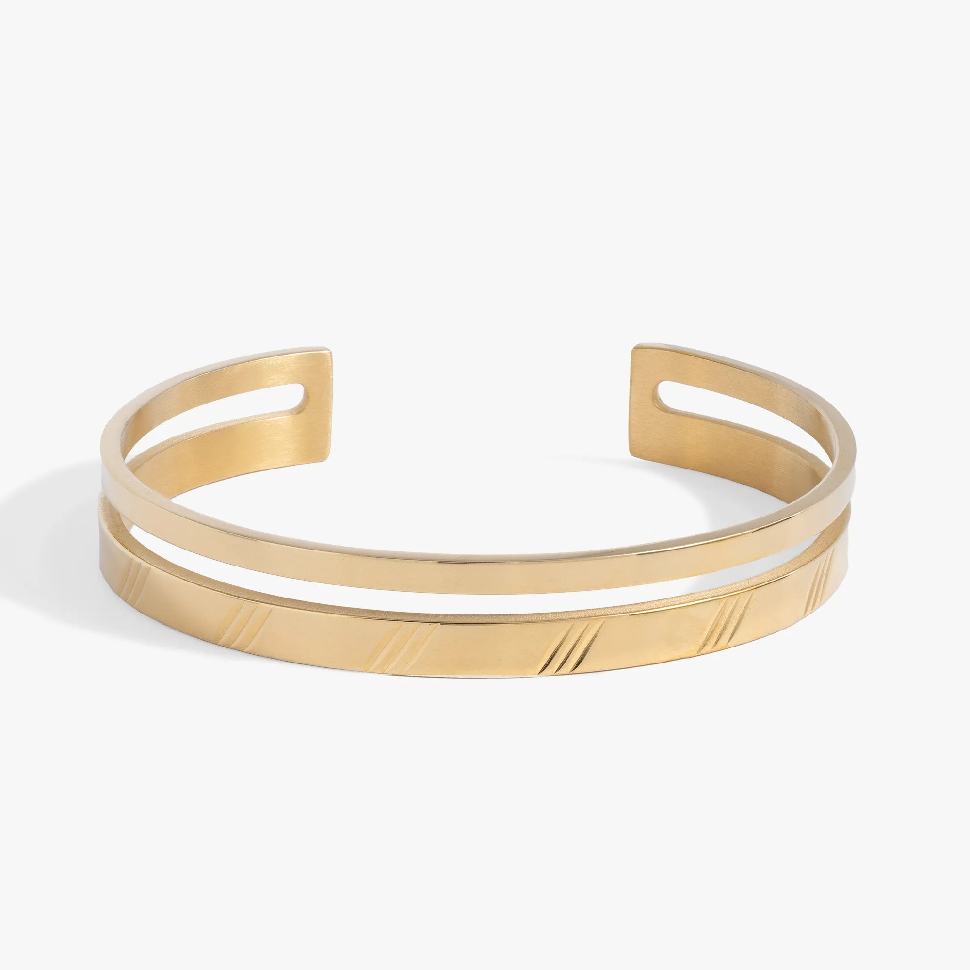 Double Diamond-Cut Cuff Bracelet