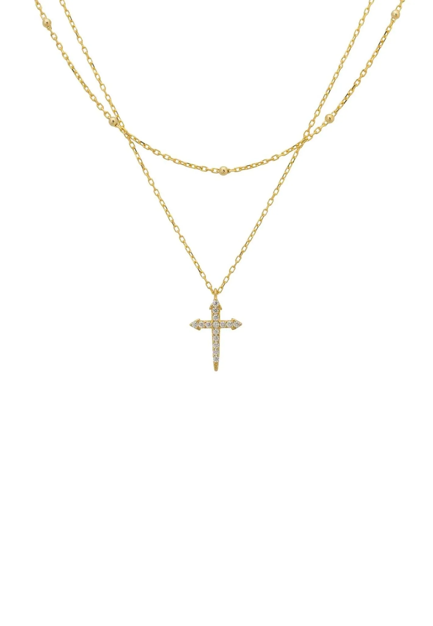 Double Strand Cross Choker Gold