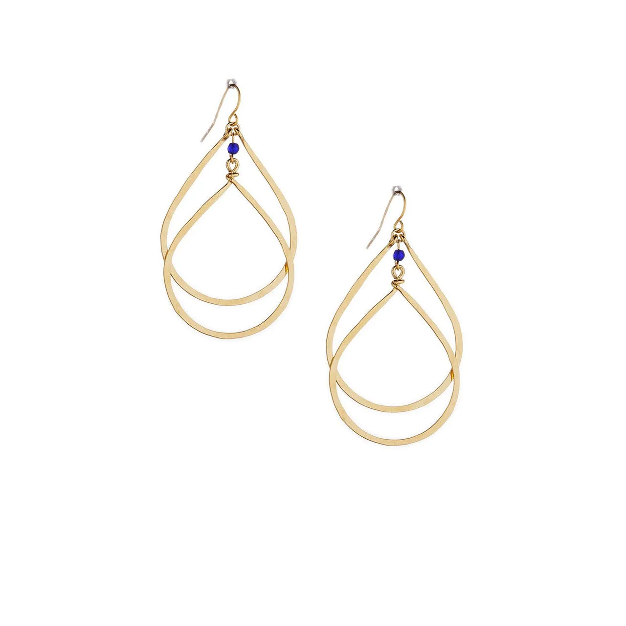 Double Tear Drop Geometric Gold Earrings