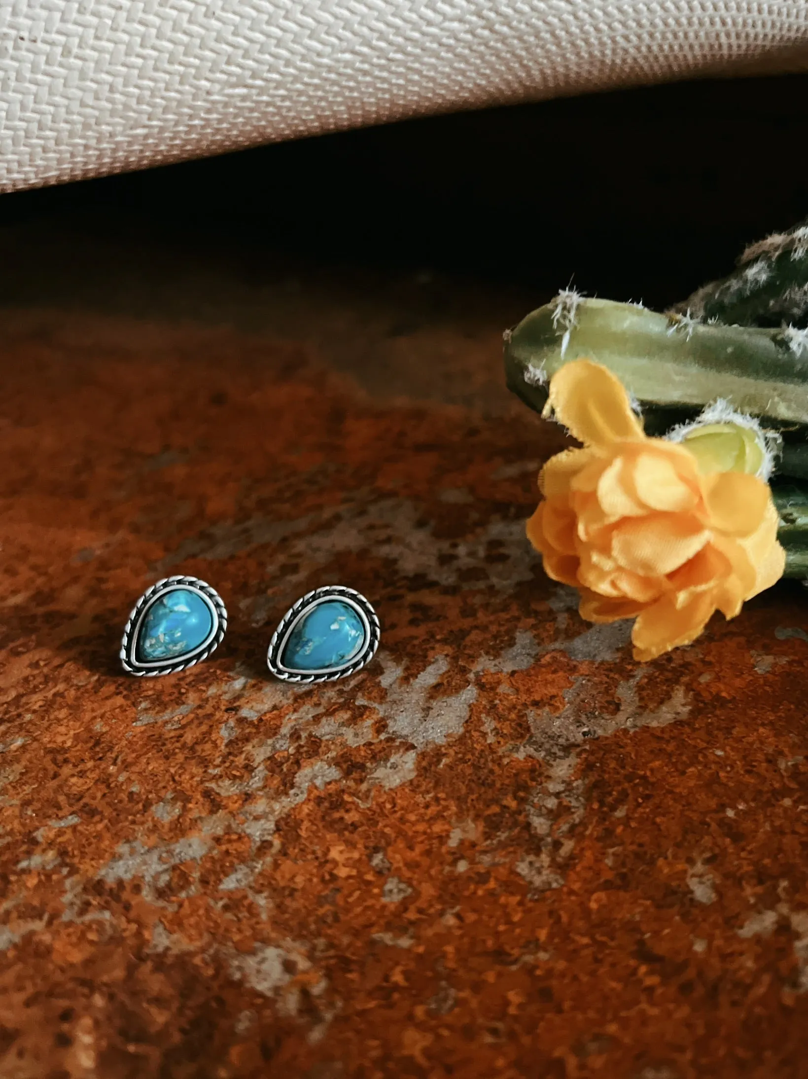 Drop Gemstone Stud Earrings