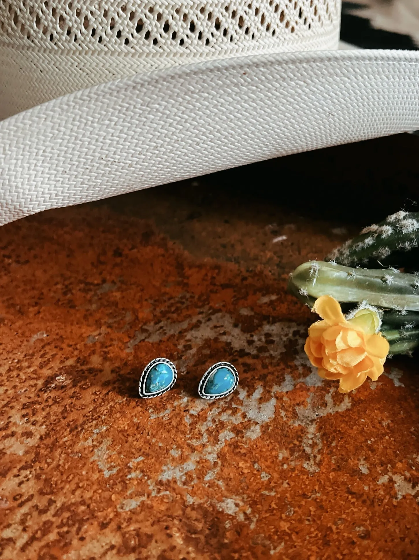 Drop Gemstone Stud Earrings