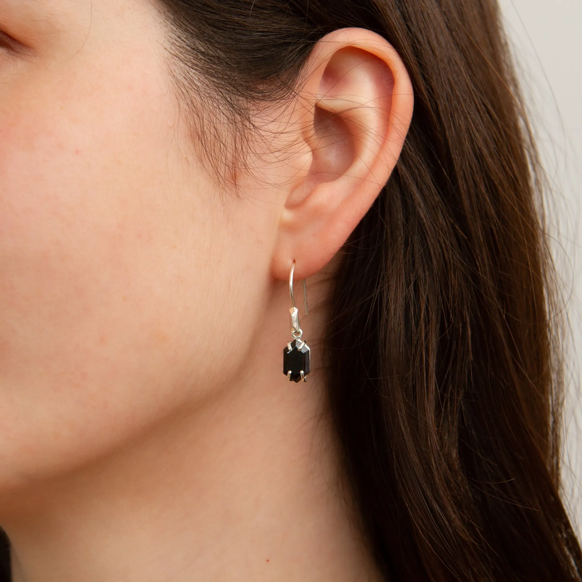 Eloise Black Garnet Earrings in Silver