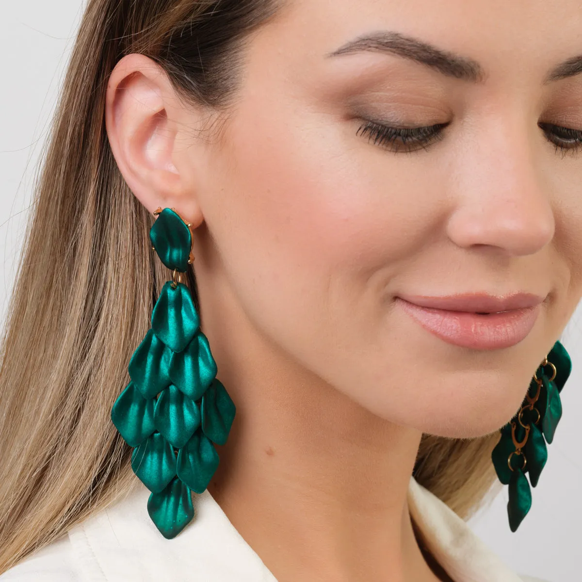 Emerald Leaves Dangle Earrings