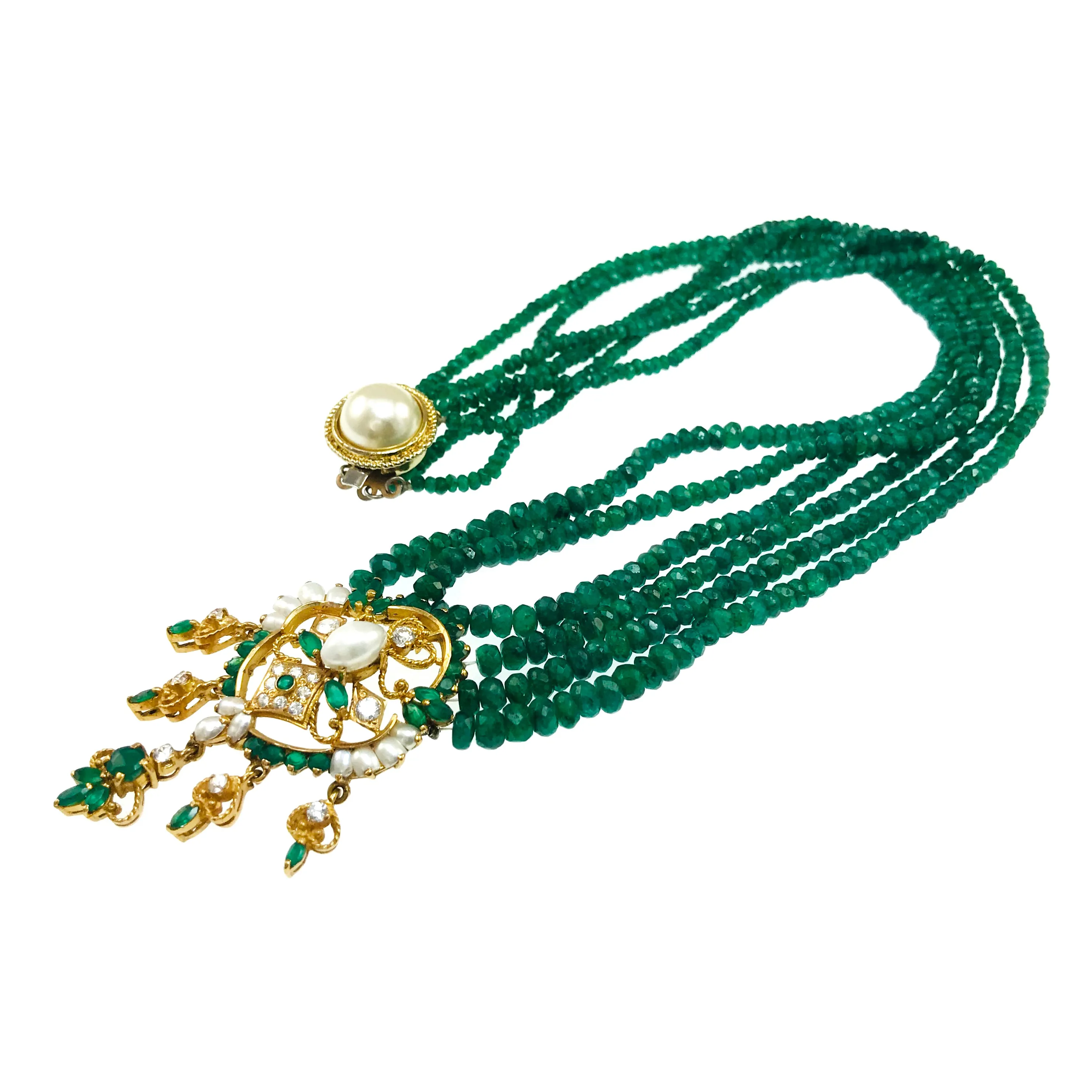 Emerald Multi-Strand Beaded Necklace