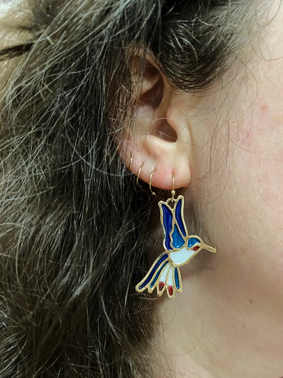 Enamel Hummingbird Earrings