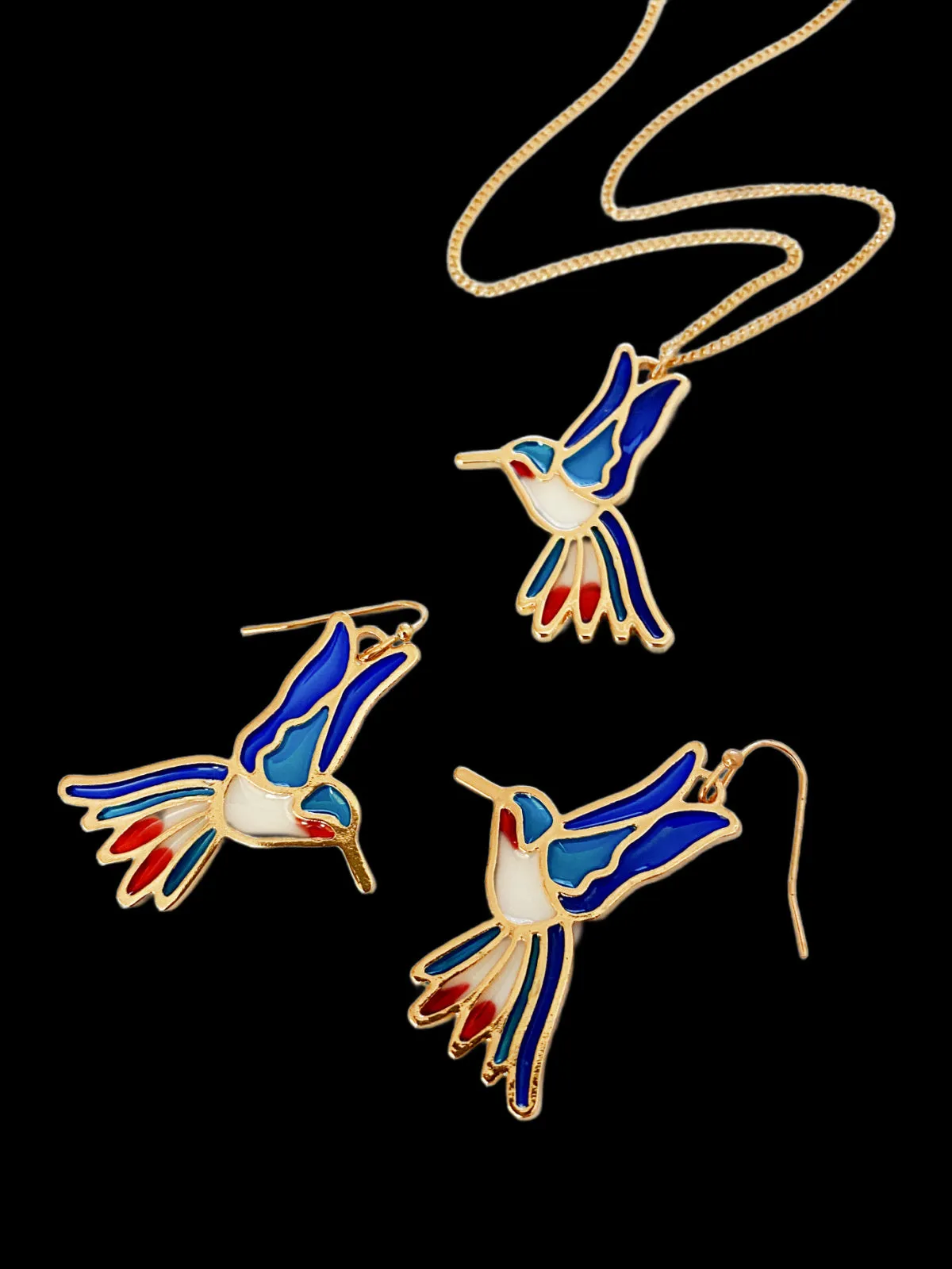 Enamel Hummingbird Earrings