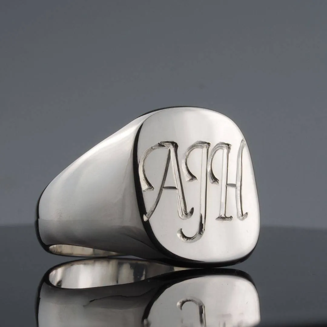 Engraved Signet Ring Sterling Silver