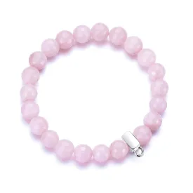 Faceted Rose Quartz Gemstone Charm Stretch Bracelet