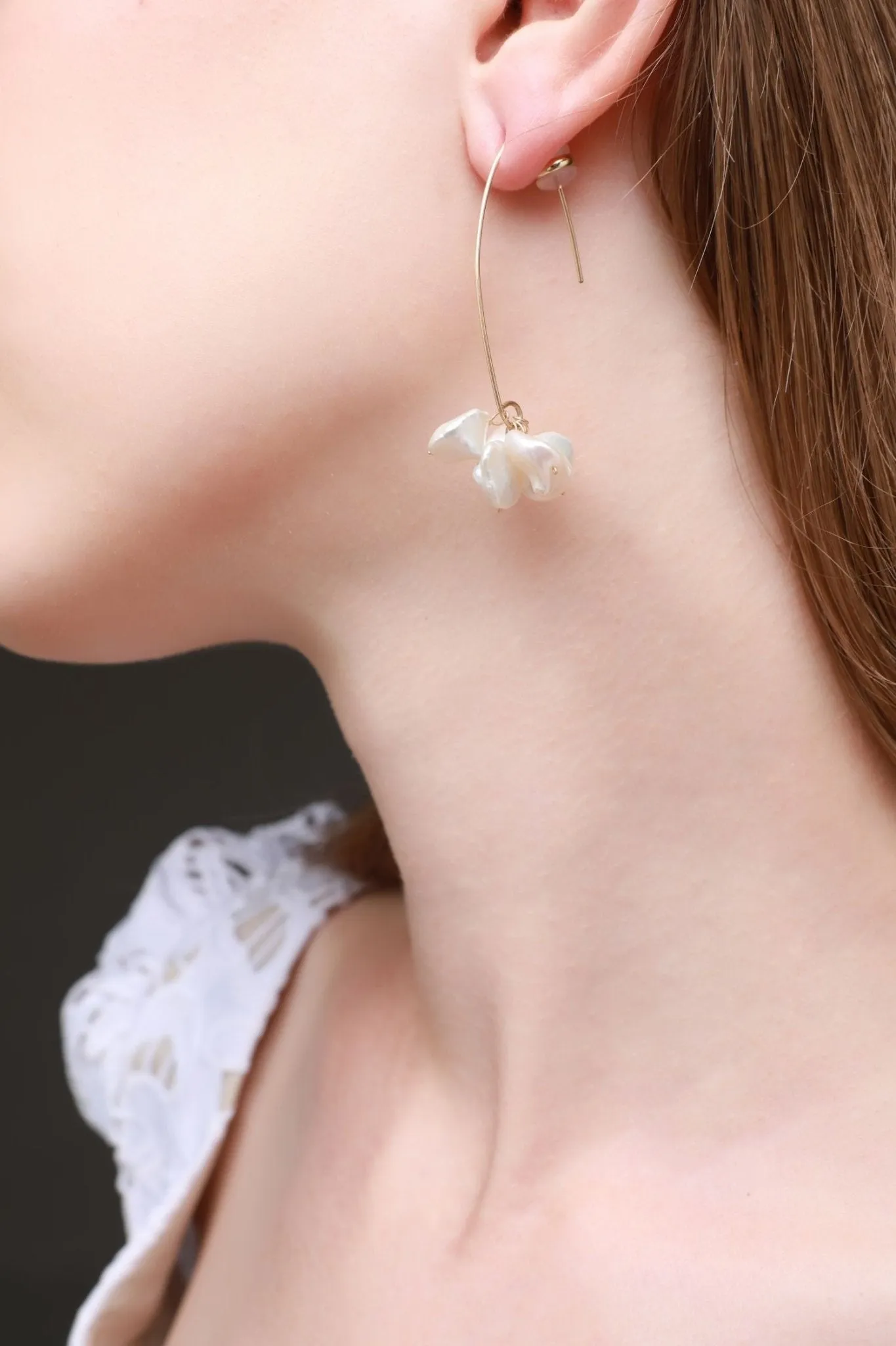 Falling Petals Series Petal Baroque Pearl Earrings