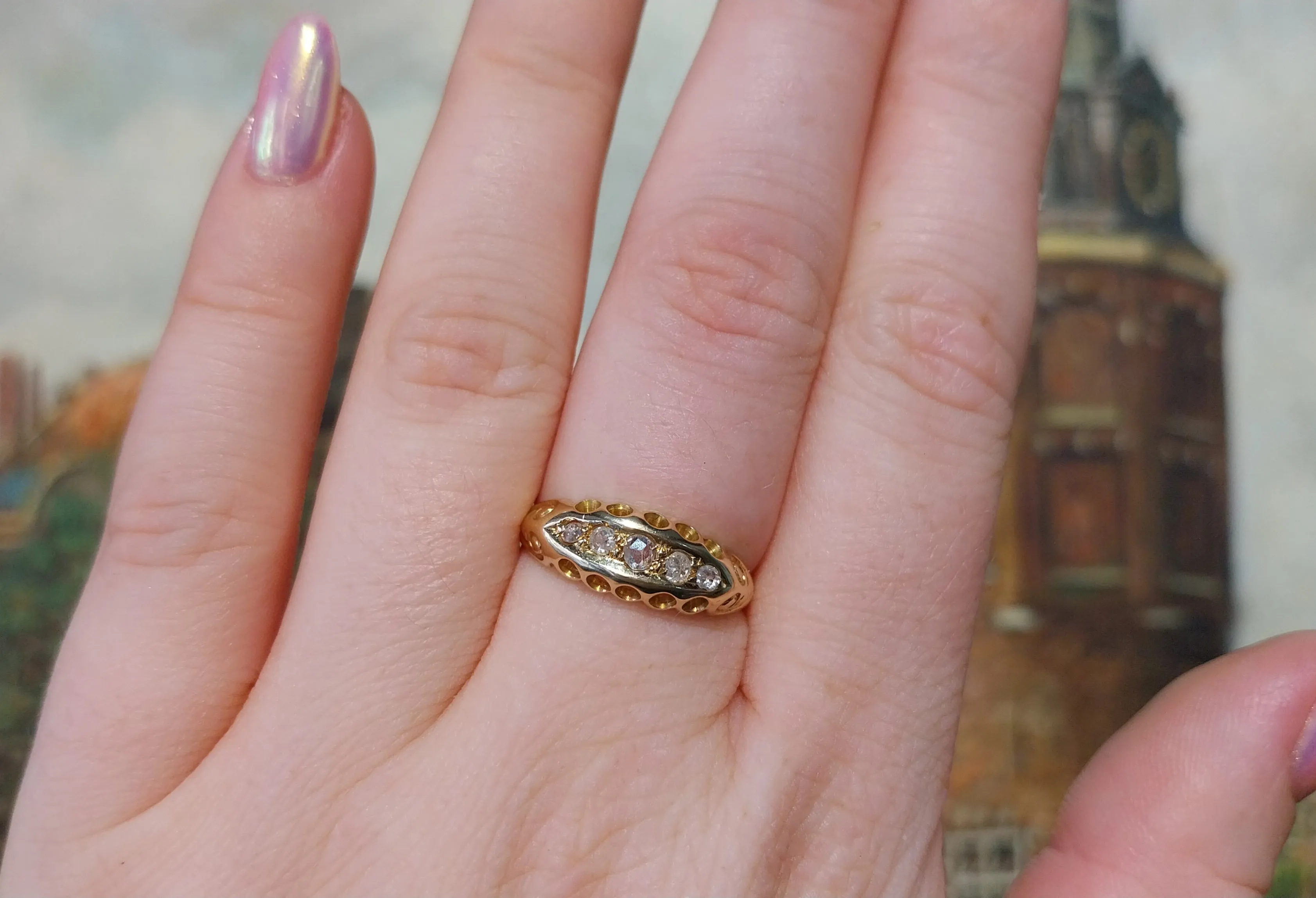 Five stone rose diamond ring from 1929