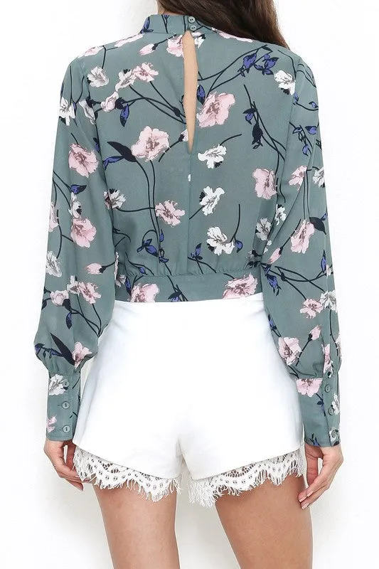 Floral Print Choker Blouse