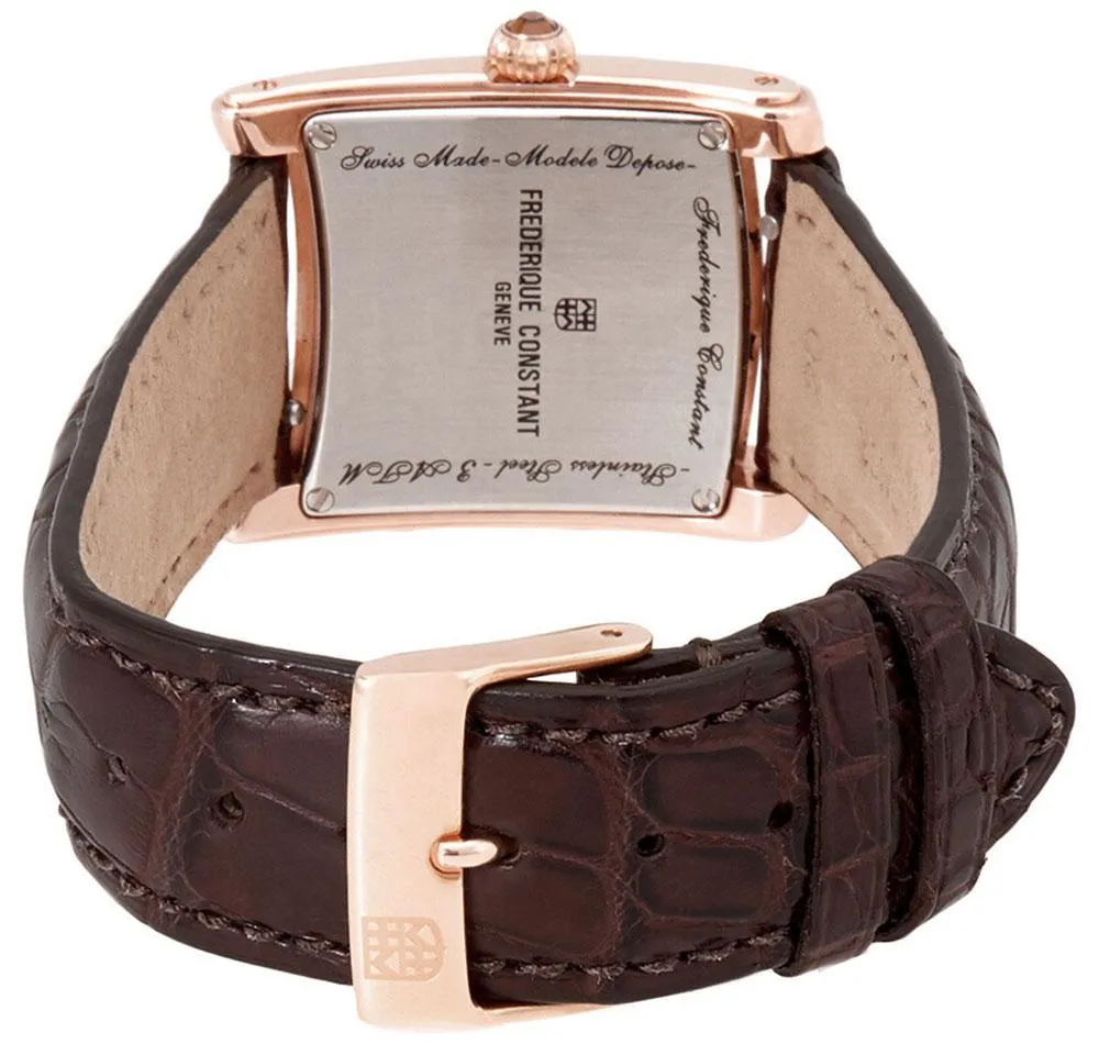 Frederique Constant Delight Carree Rose Gold Plated & Diamond Brown Leather Womens Watch Date FC-220CHD2ECD4