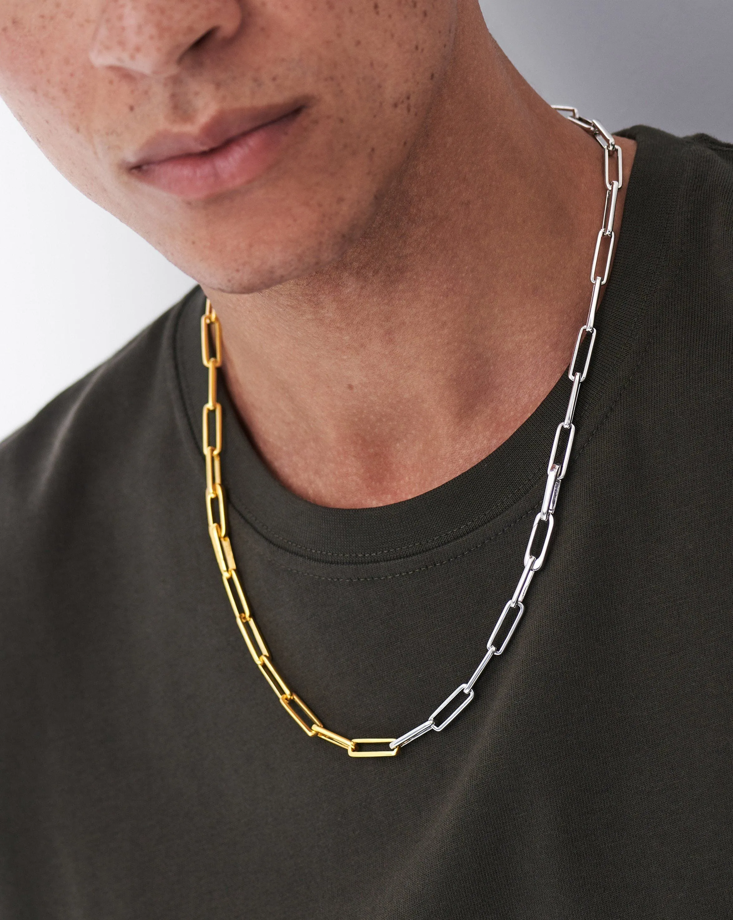 Fused Two Tone Modular Chain Necklace | Mixed Metal