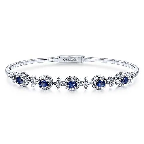 Gabriel & Co., White Gold  Sapphire & Diamond Bangle