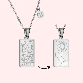 Gemini Zodiac Tarot Card Necklace