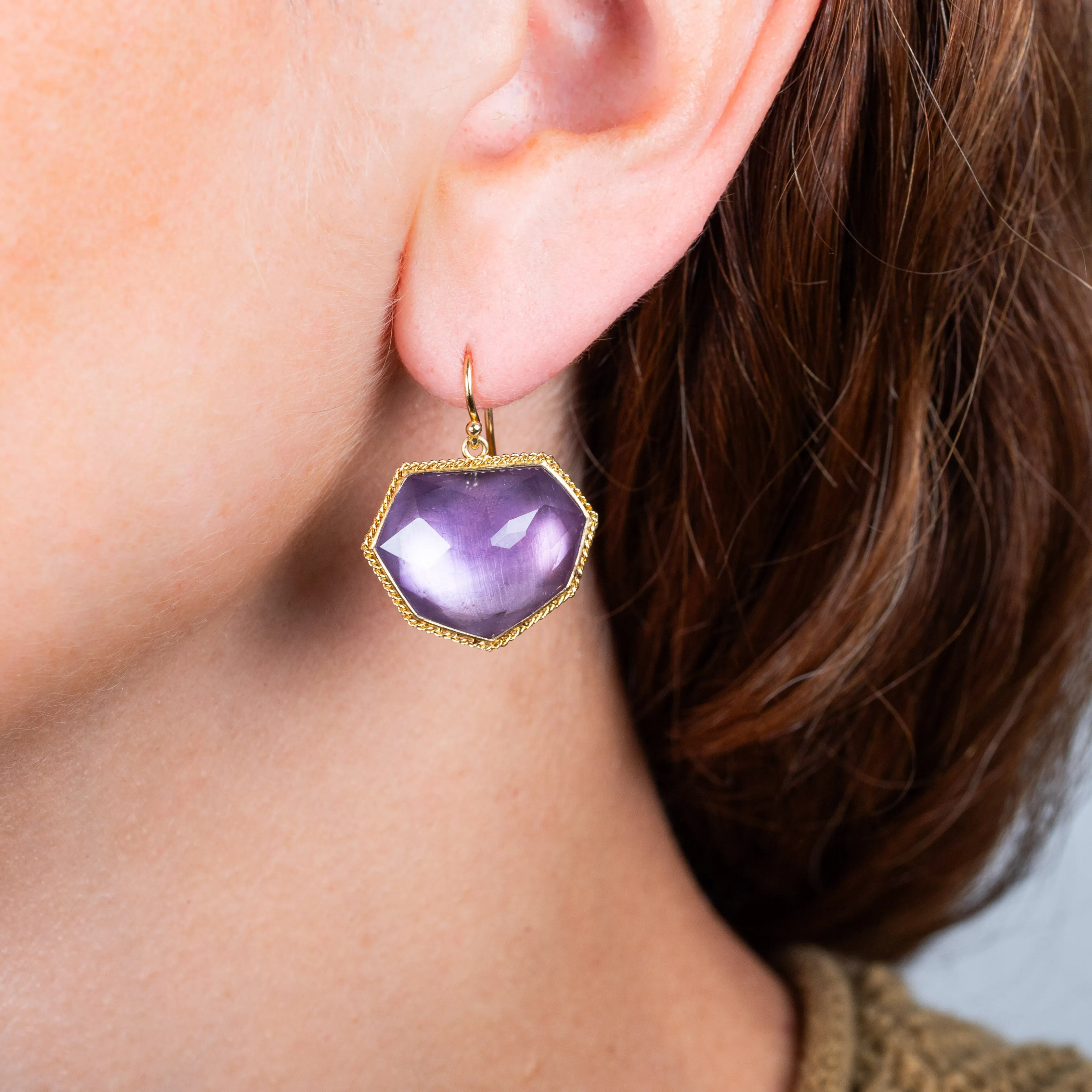 Geometric Amethyst Earrings