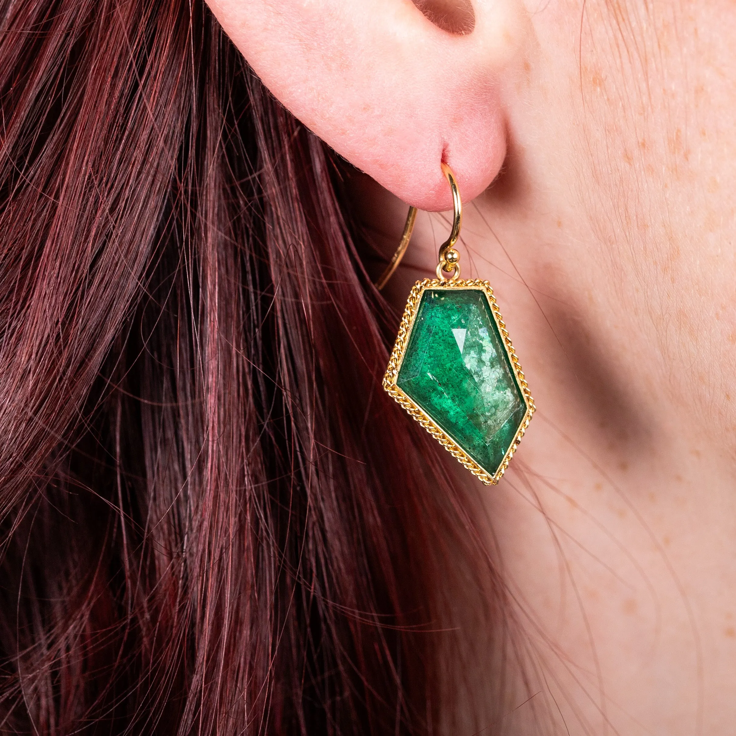 Geometric Emerald Earrings