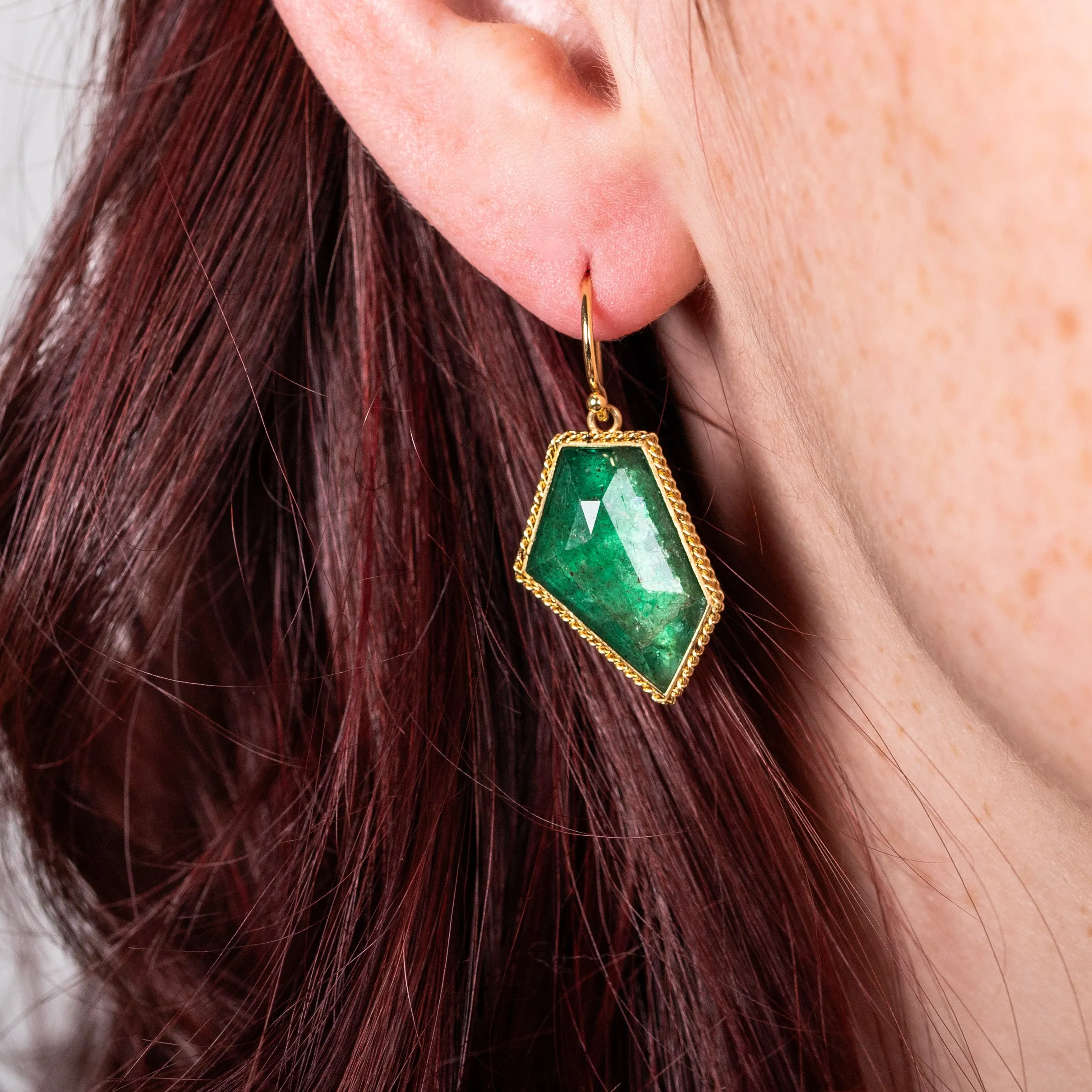 Geometric Emerald Earrings