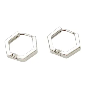 Geometric Silver Huggie Earrings