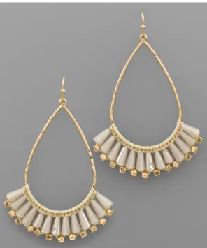 Glass Drop Earrings in ivory