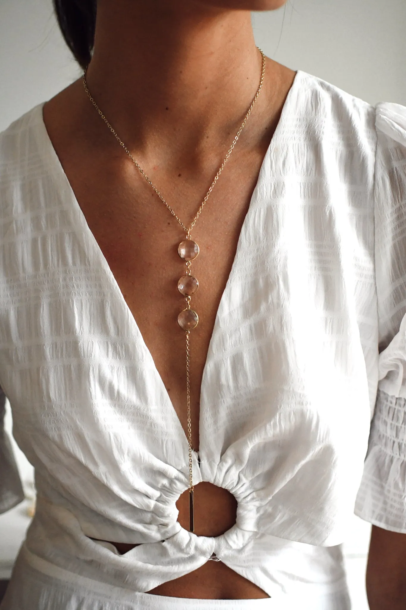 Glass Drops Lariat Necklace