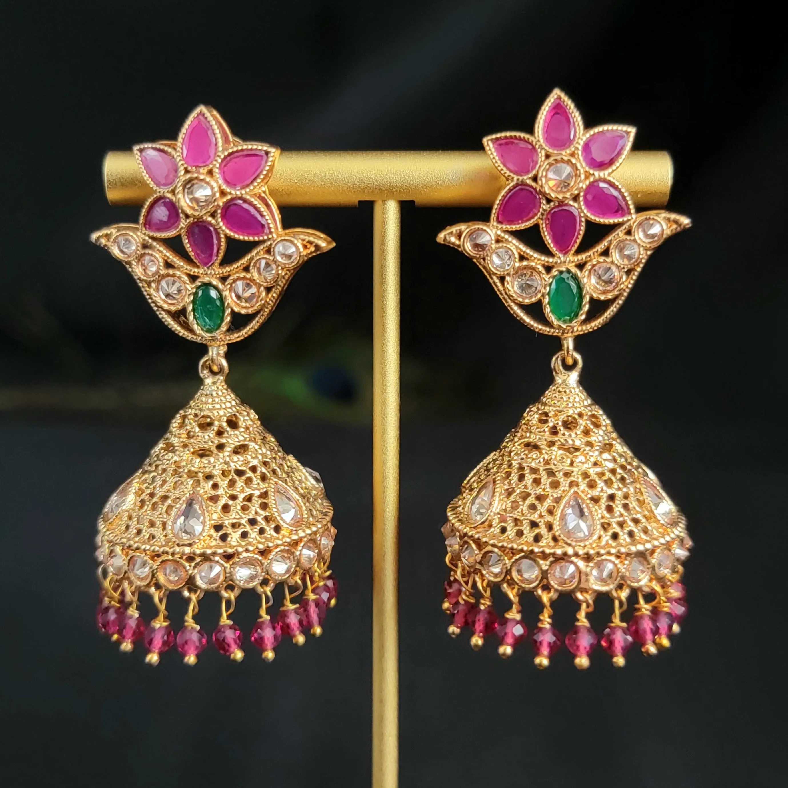 Gold Alike Polki LCD Jhumka Earring